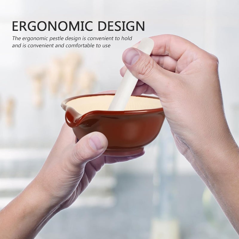 Large Ceramic Mortar and Pestle Set for Grinding Garlic Ginger Spices Herbs - Image 3